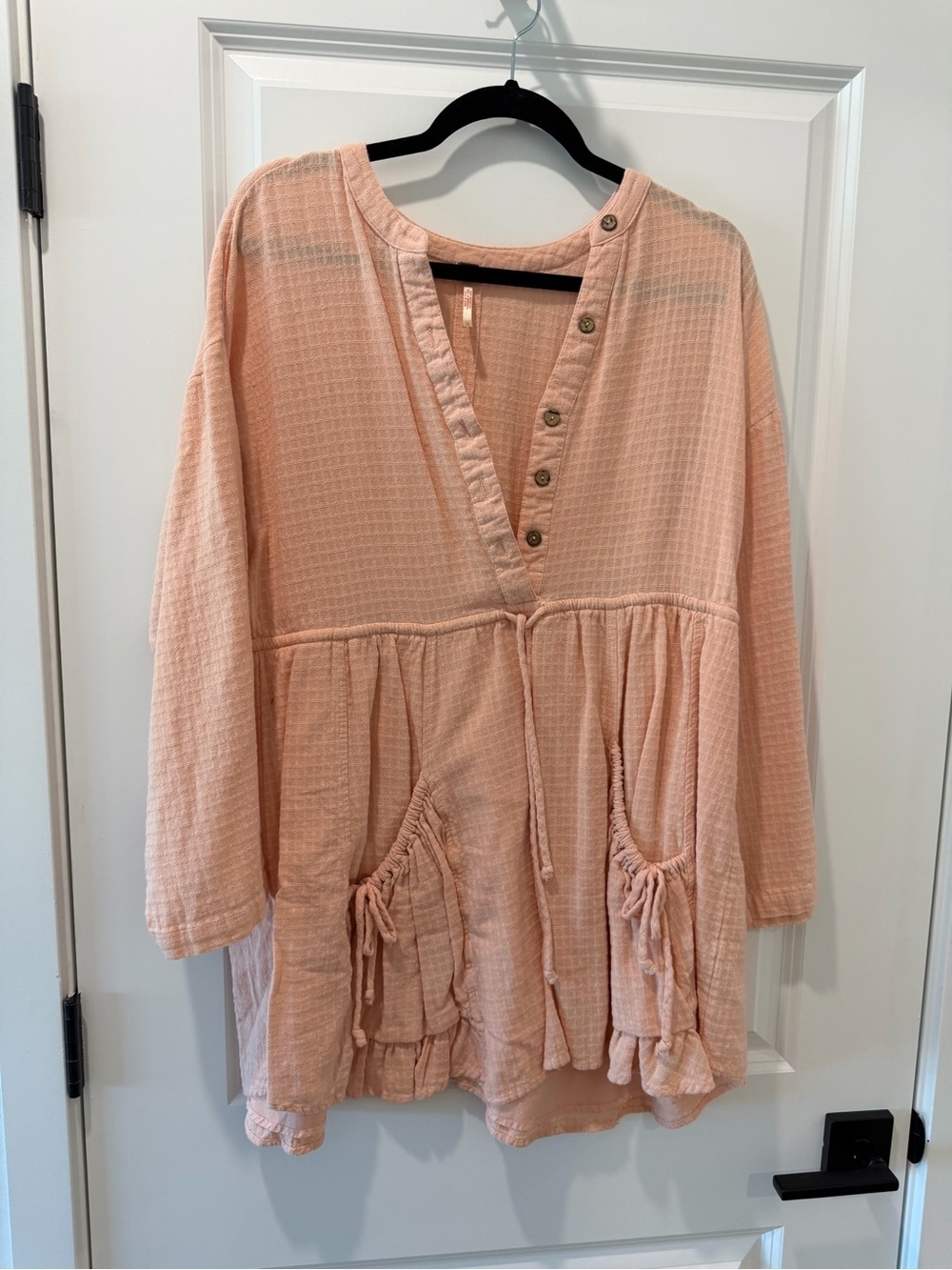 Free people Light Peach Gauze Button mini dress